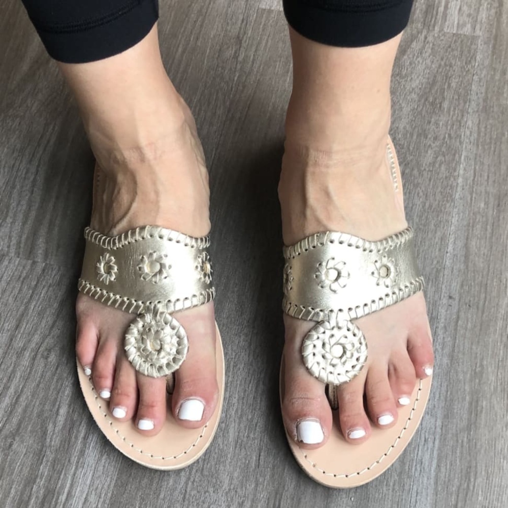 Jack Rogers Silver Sandals with Decorative Discs